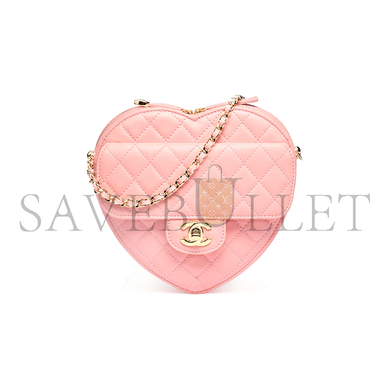 CHANEL HEART BAG LAMBSKIN IN LIGHT PINK AS5764 (18*18*5.5cm)